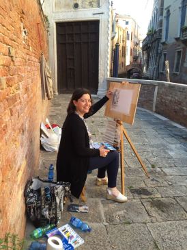 A Venezia dipingendo per le calli.